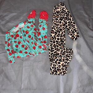 Post peanut Leopard and Strawberry Kids Pajama Set